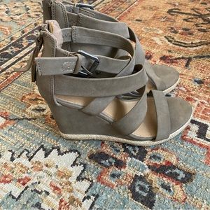 Simple Taupe Wedge Sandals